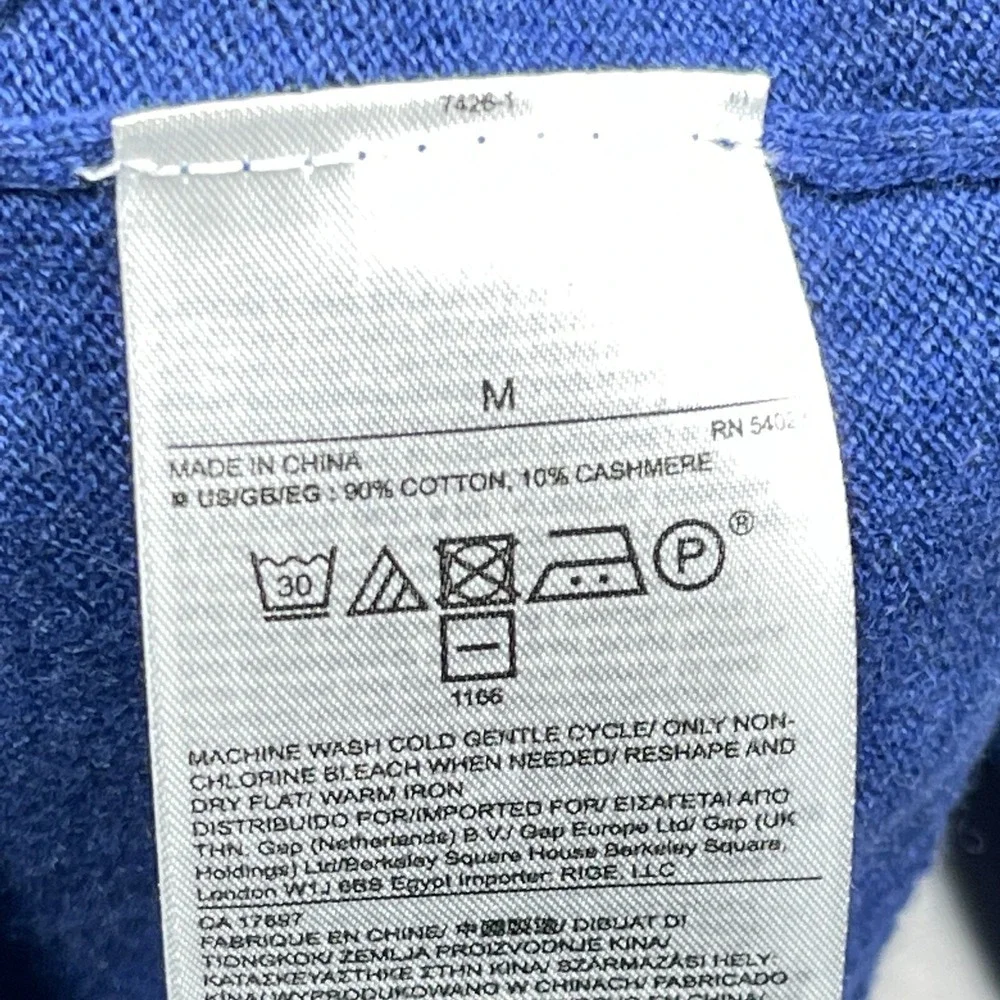 Banana‎ Republic Sweater Men Medium Quarter Zip Blue Cotton Cashmere Blend